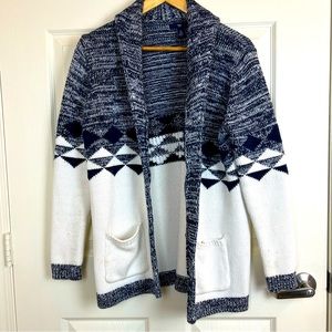 Navy and Cream Open Front Cardigan